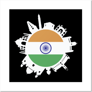 India Skyline India Flag Delhi Mumbai Chennai Kolkata Posters and Art